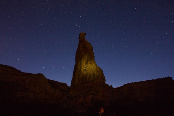 Light painting. Lower Monument Canyon Trail, October 26, 2013.